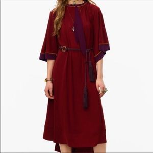 Zara Limited Edition midi Dress Wine Belted Slit Viscose nwot